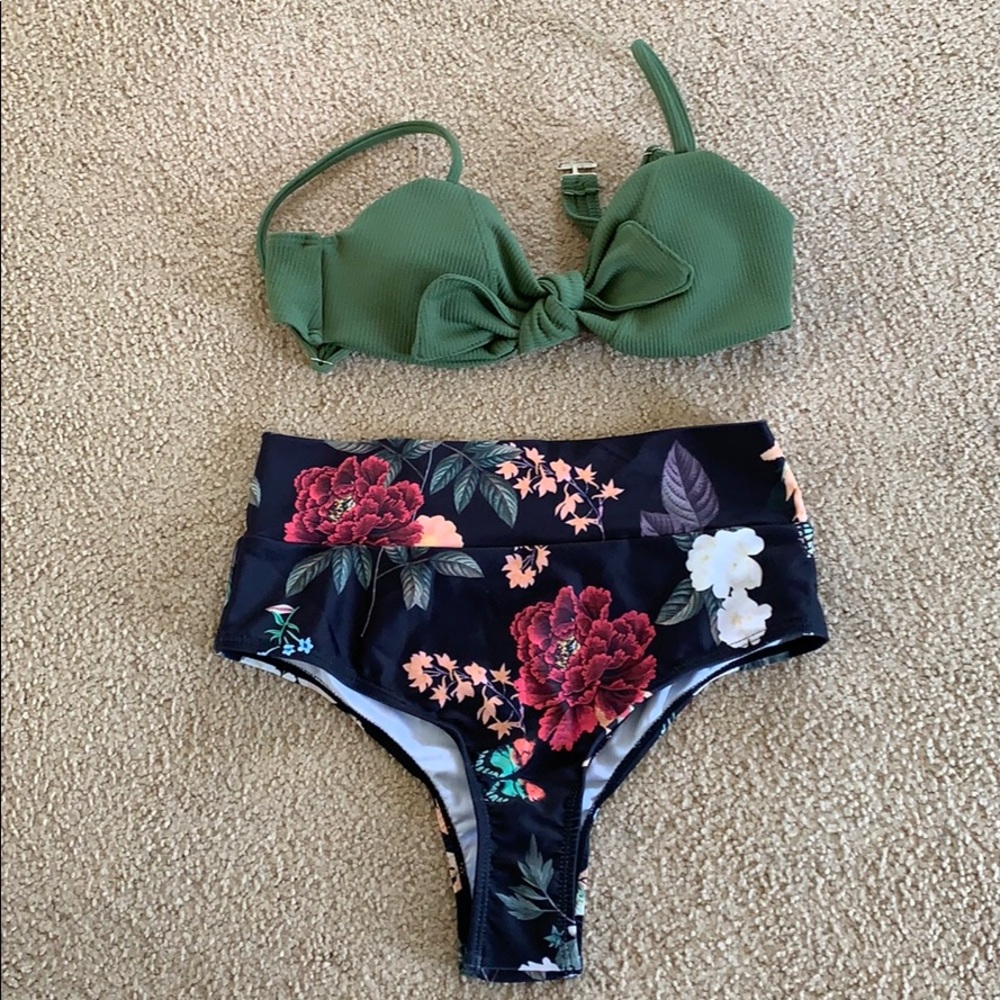 Brand new ribbed top with high waist bikini